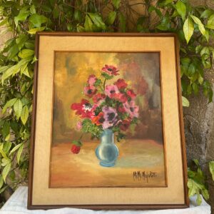 Olio su tela vintage con anemoni