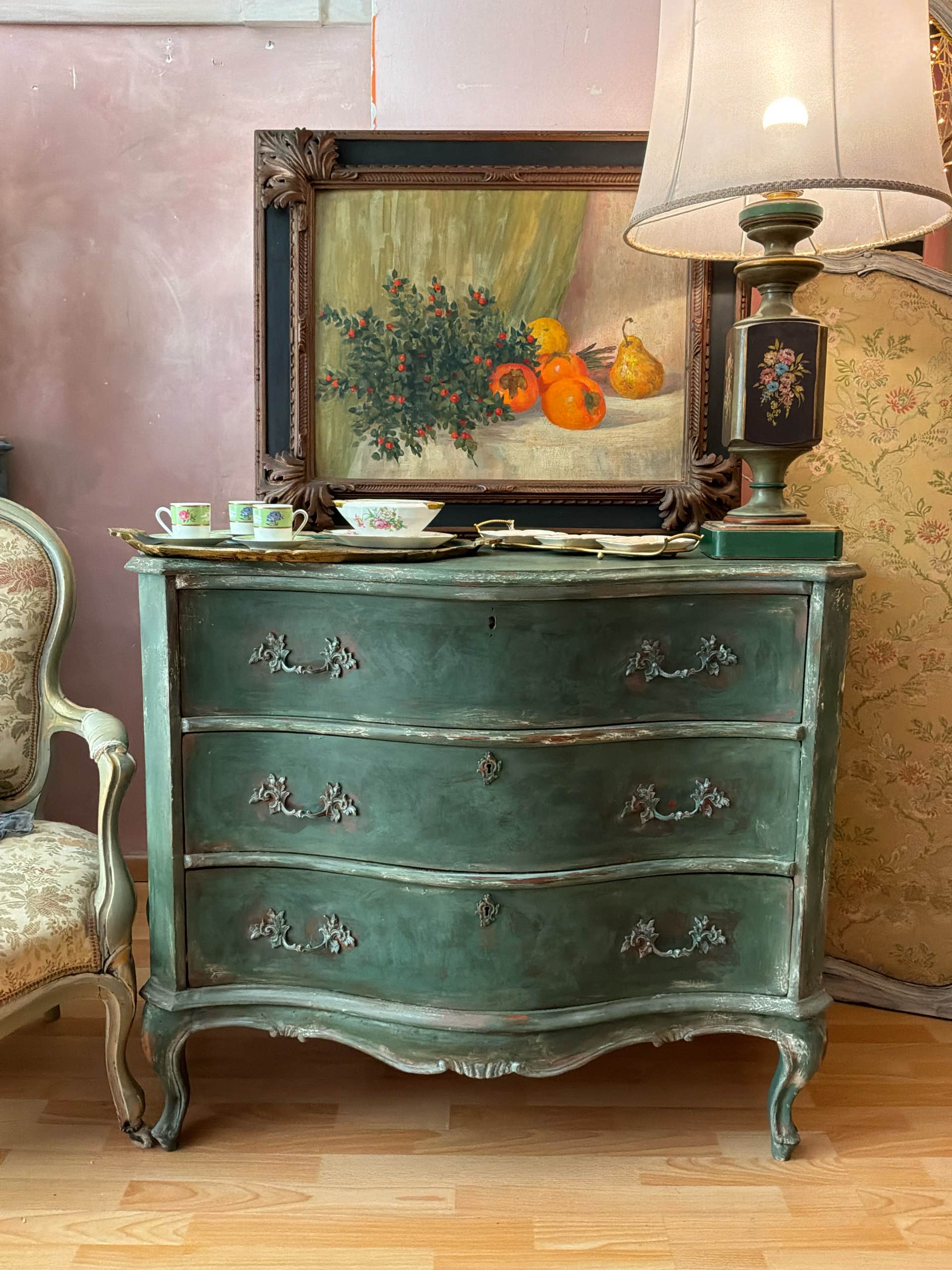 Comò d’epoca verde
